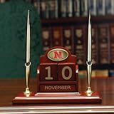 NEBRASKA CORNHUSKERS Team Logo 8 Wide Wood PERPETUAL CALENDAR / DESK CADDY (with a handsome Pen Set)