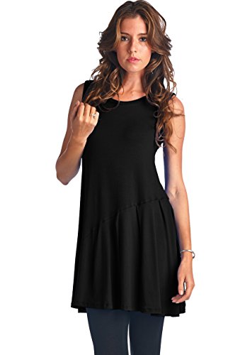 LeggingsQueen Women's Sleeveless Swing Dress Tunic Top