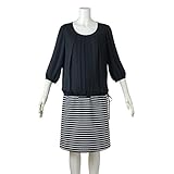 (ニッセン) nissen 【 マタニティ 授乳服 産前 産後 】 ニッセン × 犬印本舗 共同企画 通勤に使える きれいめ ワンピース 授乳機能付き 黒×ボーダー柄 マタニティM