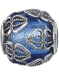 925 Sterling Silver Small Blue Filigree Glass Bead, For Chamilia, Pandora, Biagi, Personality, Reflections And More Charm Bracelets