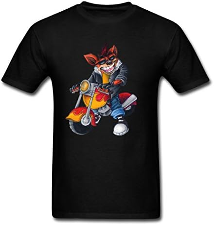 Lkui Crash Bandicoot Riding Motorbike Lithe Men's T-Shirt Black Small