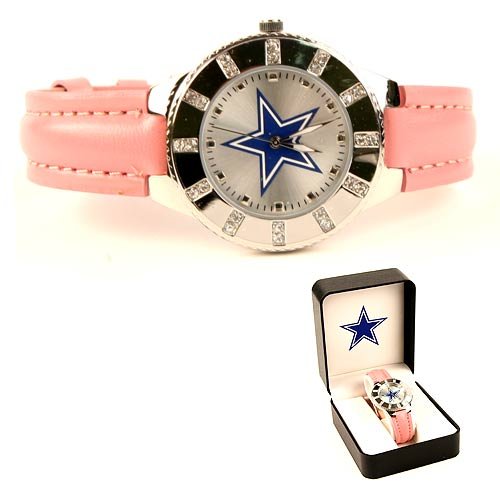 Dallas Cowboys NFL Game Time Women's Pink Watch with Rhinestones