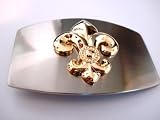 Fleur De Lis belt buckle gold logo Vintage Famous