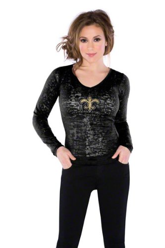 NFL Women's New Orleans Saints Burnout Team Long Sleeve Thermal (Black, Medium)