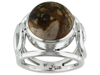 14MM PICTURE JASPER STERLING SILVER FASHION RING