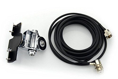 TenqÂ® Car Antenna Mount Stainless Steel Car Clip Mount Trunk Lid Hatchback Mount Bracket Rb-400 Rb400 for Mobile Vehicle Car Radio Car Two Way Radio Radio Antenna + 5m Antenna Cable