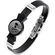 Stainless Steel Skull and Crossbones Black Rubber Bracelet