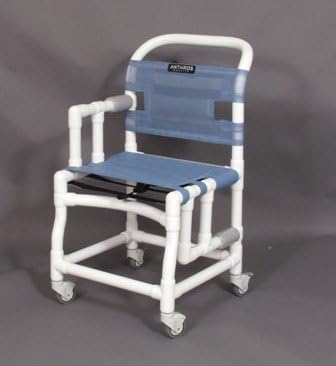 18" PVC Bedside Commode / Shower Chair Color / Seat / Footrest: Teal / Sling Seat / Without Footrest
