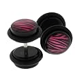 Fake Acrylic Plugs - Black with Pink Zebra Design 16g Wire; 8mm - Sold as a Pair