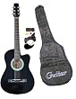 Beginner 38 Inch Black Cutaway Acoustic Guitar with Gig Bag and Accessories