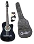 Beginner 38 Inch Black Cutaway Acoustic Guitar with Gig Bag and Accessories