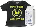 Don't Mess With My Sis Baby & Toddler Lap Punk T-Shirt Sizes 2-3 years WHITE/BLACK in funky Milk Carton
