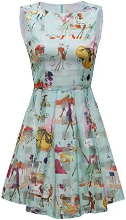 Glorified Mary Womens Sleeveless Cute Floral Print Fit And Flare Dress Size M