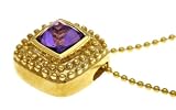 14K Yellow Gold over .925 Sterling Silver Designer Beaded Pendant Necklace with 7mm Amethyst