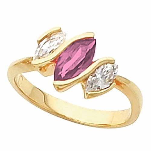 14K Yellow Gold Pink Tourmaline and Diamond Ring 