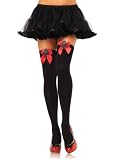Leg Avenue Women's Opaque Thigh-Highs with Satin Bow And Club Symbol