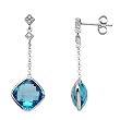 14K White Gold Swiss Blue Topaz and Diamond Earrings