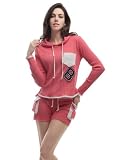 Doublju Womens Hoodie & Shorts Set with Pocket Point