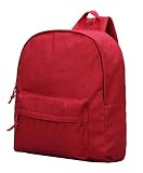 Canvas Classic Backpack For Kids School Bookbag Casual Daypack Solid Color Lightweight Red