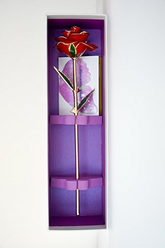 Deluxe Red 24k Gold Dipped Long Stem Rose in Luxury Gift Box - Best Gift for Valentine's Day, Mother's Day, Thanksgiving Day, Christmas, Anniversary, Birthday Gift