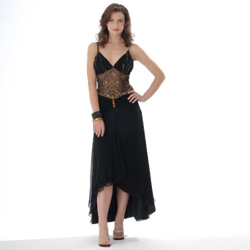 Formal Evening Gown. Beaded chiffon dress for prom - party - homecoming by Sean Collection (70007) Black