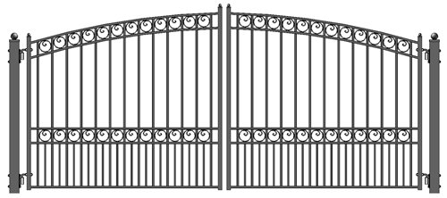 Paris Style Iron Wrought Gate 12' High Quality Ornamental Dual Swing Driveway Gates 12'