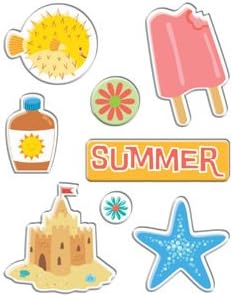 American Traditional Sticker Gems - Beach Fun - Two (2) Packages