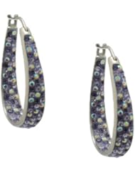 STERLING SILVER TANZANITE HOOP EARRINGS