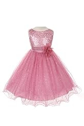 Girls Knee Length Sleeveless Spaghetti Strap Glittering Mesh Sequined Flowy  Satin/Tulle Empire   Waistline Pageant Dress/Wedding Party Dress  With Ruffles