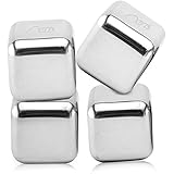 Aerb&reg; Set of 4 Stainless Steel Chilling Ice Cubes Reusable for Whiskey Wine Beverage