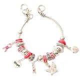 Silvertone Cancer Awareness Theme Charm Bracelet Fashion Jewelry