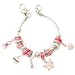 Silvertone Breast Cancer Awareness Charm Bracelet Fashion Jewelry