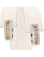 14K White Gold Diamond Huggie Earrings