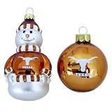 University of Texas Longhorns Snowman and Ball Mini Blown Glass Ornaments