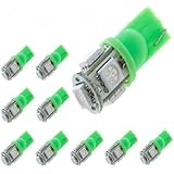 Zone Tech 10x 194 168 2825 5-smd GREEN High Power SUPER BRIGHT LED Car Lights Bulb