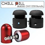 Chill Pill CHI1125B Mobile Speakers Bundle With Chill Pill CHI1484 Rap Cap Microphone Red for Ipods MP3 Players Laptops