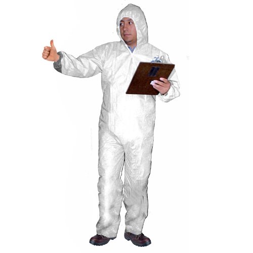 Enviroguard 60 GSM Fabric SMS Coverall, Disposable, Elastic Wrists and Ankles, White, Large (Case of 25)