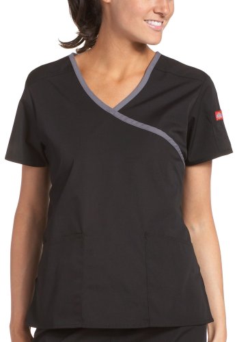 Dickies Women's Everyday Scrubs (EDS) Contrast Mock Wrap Top