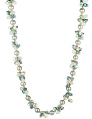 Aqua and White Keshi Cultured Pearl with Grey Potato Freshwater Cultured Pearl Necklace, 18"