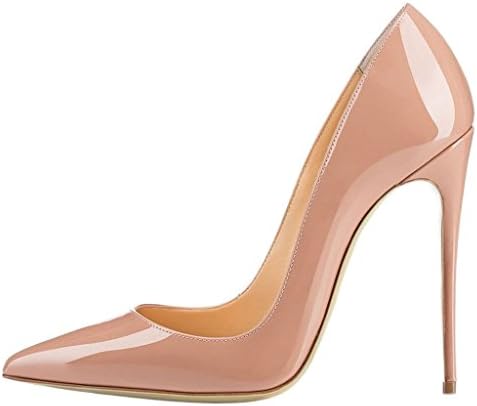 Isastyle Women's Stiletto Sandals Big Size Shoes Pointed Toe Ladies Solid Pumps for Work Place Dress Party Nude US7