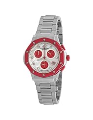 Stuhrling Original Womens 180.121147 Aquadiver Cosmo Quartz Chronograph Date Swarovski Crystal Mother of Pearl Dial Watch