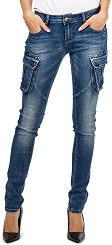 Slim Leg Stonewash Denim Jean Cargo Pants (8)