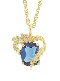 Classy! 10k Yellow-gold Black Hills Gold 10x8mm (December-Birthstone) Blue Zircon pendant-necklace
