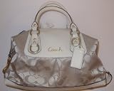 Coach F15443 Khaki White Ashley Signature Convertible Satchel New with Tags