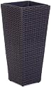 Gartenfreude 4000-1000-001 Pflanzgefäß Polyrattan 28 x 28 x 60 cm, für innen und außen, wasserdichter Kunststoffeinsatz, schwarz