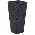 Gartenfreude 4000-1000-001 Pflanzgef�� Polyrattan 28 x 28 x 60 cm, f�r innen und au�en, wasserdichter Kunststoffeinsatz, schwarz