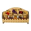 5pc SPICE RACK W/ WOOD HOLDER TUSCANY FRUIT DECOR