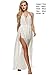 Zeagoo Women's Summer Beach Sexy Crochet Backless Bohemian Halter Maxi Long Dress,White,One Size