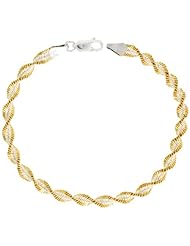 Sterling Silver Italian Twisted Herringbone Chain Necklaces & Bracelets Two Tone Gold Finish Nickel Free 5mm wide, 16 - 30 inch lengths