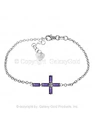 Amethyst Cross Bracelet in 14k White Gold